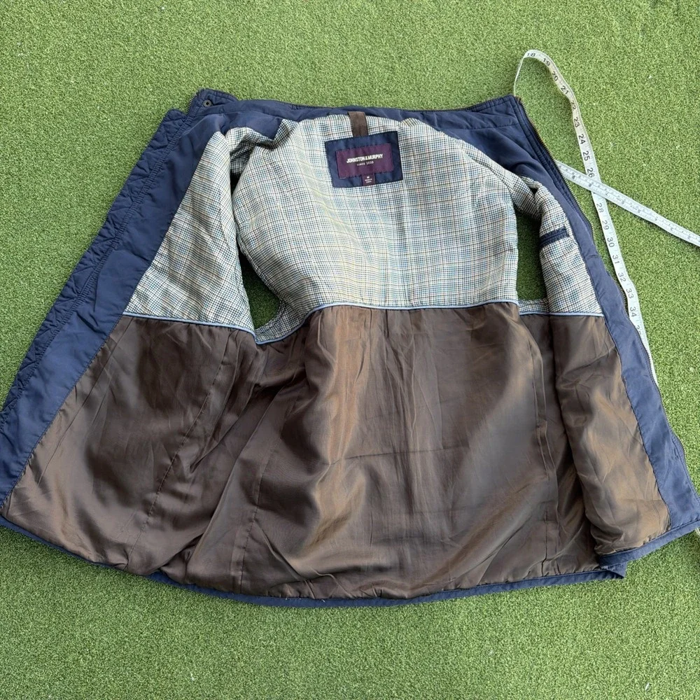 Johnston & Murphy Jacket Vest Mens Medium Blue Quilted Sleeveless Full Zip